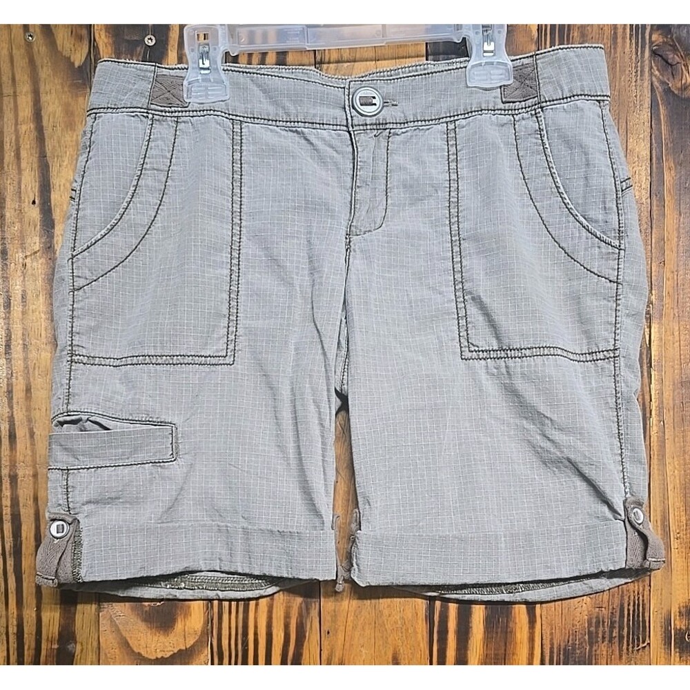 Free People Beige Tan Khaki Utility Cargo Bermuda Adjustable Shorts, Women's 6